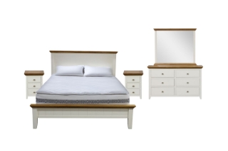 Picture of NOTTINGHAM Solid Oak Bedroom Combo (White) - 5PC Queen