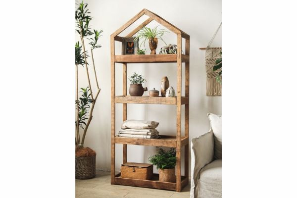 Picture of ELMORE 100% Reclaimed Pine Wood Scandi 4-Tier Shelf (199x85cm)