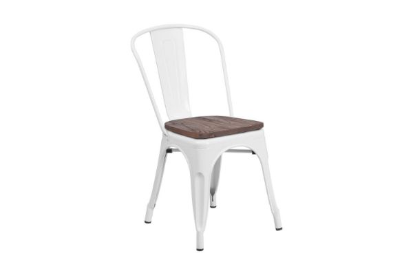 Picture of TOLIX Replica Dining Chair With Solid Pine Wood (Matt White)