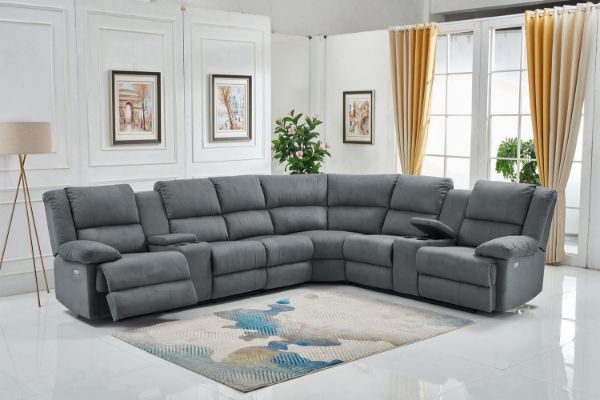 Picture of PERTH Nabuk Leather Look Reversible Sectional Power Reclining Sofa