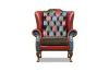 Picture of WILLIFORD 100% Genuine Leather Chesterfield High Back Wing Patchwork Armchair/Sofa Chair (Multicolour)