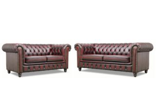 Picture of WILLIFORD 100% Genuine Leather Chesterfield Sofa Range (Maroon) - 3+2 Sofa Set