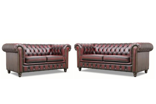 Picture of WILLIFORD 100% Genuine Leather Chesterfield Sofa Range (Maroon) - 3+2 Sofa Set
