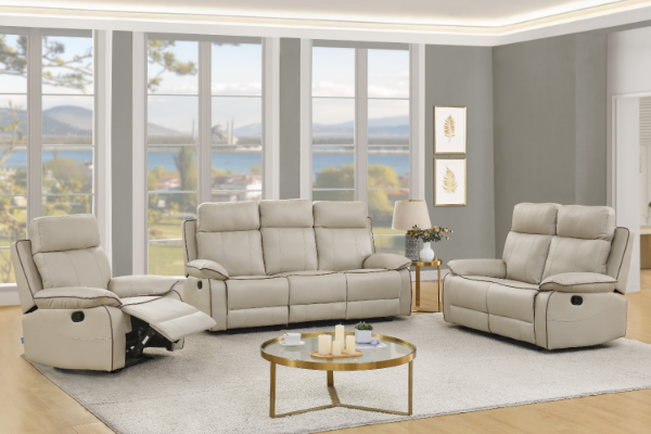 Picture of SORIANO Air Leather Manual Reclining Sofa Range (Greige)