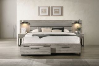 Picture of WESTDEN Storage Bed Frame Set - King Size Bed with 2 Sets Bedside+Side Pier Combo