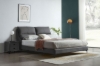 Picture of ROMEO Genuine Leather Queen Size Bed Frame (Dark Grey)