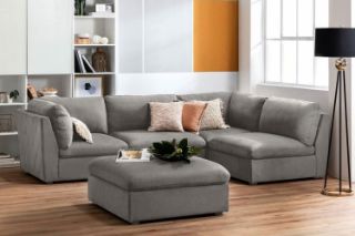 Picture of ASPECT Nappa Fabric Memory Foam Sectional Modular Sofa (Grey)- 5PC Big Combo Set