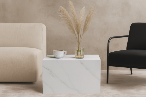Picture of DELRAY 57cm Sintered Stone Coffee Table (Matte White)