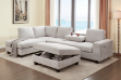 Picture of OSAKA Sectional Sofa with Storage Ottoman, Flip-Back Hidden Console & USB & Type-C Port (Light Color)