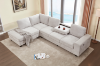 Picture of OSAKA Sectional Sofa with Storage Ottoman, Flip-Back Hidden Console & USB & Type-C Port (Light Color)