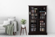 Picture of BOWERY 125X81CM Sliding Door Glass Display Cabinet/CD Storage Shelf