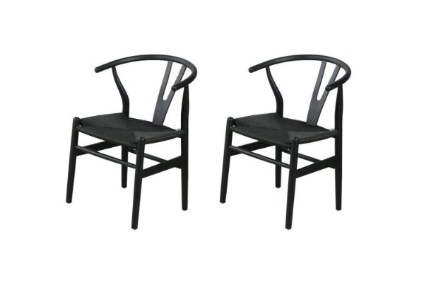 Picture of 53x50x79 WISHBONE Solid Wood Y Replica Chair (Black Frame-Black Seat) - 2 Chairs in 1 Carton