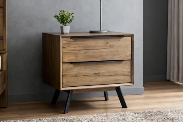 Picture of CLEVEDON 2-Drawer Solid Oak Bedside Table