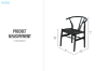 Picture of WISHBONE Solid Wood Y Replica Chair (Black Frame-Black Seat) - 53x50x79