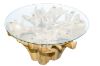 Picture of TAKARA D130 Tempered Glass Top Handcrafted Teak Root Dining Table