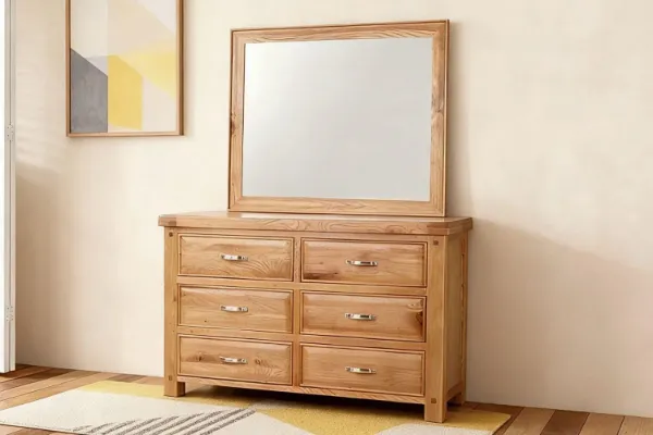 Picture of WESTMINSTER 6-Drawer Solid Oak Dresser with Mirror