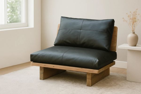 Picture of TIMBERA 100% Genuine Leather Reclaimed Pine Wood Sofa Range - 1 Seater