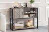 Picture of BESTIER Console Table with Storage Cabinet and Shelves (Grey)
