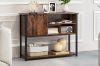 Picture of BESTIER Console Table with Storage Cabinet and Shelves (Brown)