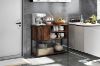 Picture of BESTIER Console Table with Storage Cabinet and Shelves (Brown)