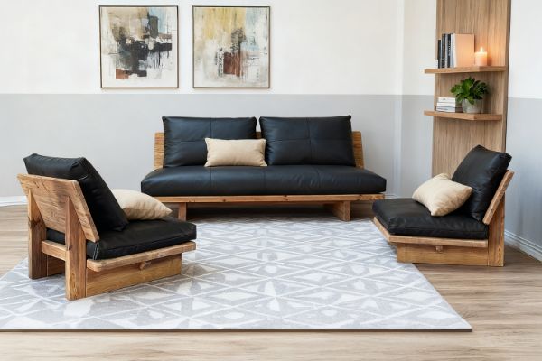 Picture of TIMBERA 3/1 Seater 100% Genuine Leather Reclaimed Pine Wood Sofa Range