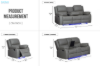 Picture of MARVIN Air Leather Manual Reclining Sofa Range (Grey) - 3 Seat with Drop Down Cup Holders & Wireless Charger (3RRC)
