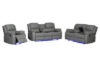 Picture of MARVIN Air Leather Manual Reclining Sofa Range (Grey) - 3 Seat with Drop Down Cup Holders & Wireless Charger (3RRC)