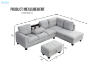 Picture of DEVON Fabric Sectional Sofa with Storage Ottoman (Grey) - Chaise Facing Left