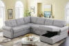 Picture of MERITON Sectional Sofa/Pull-Out Sofa Bed with Storage Chaise (Light Grey)