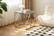 Picture of LELLA Square Clear Glass Side Table (Silver)
