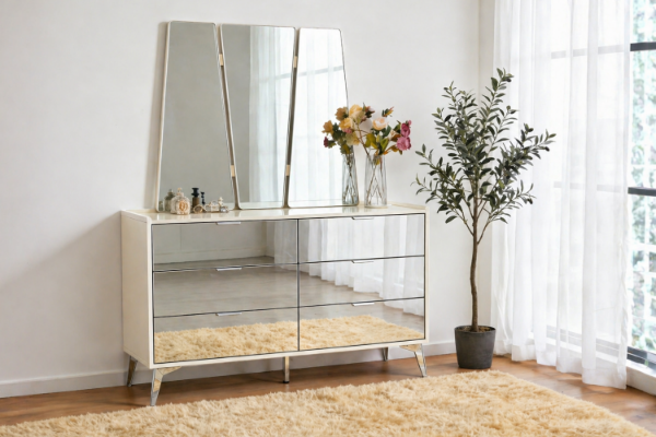 Picture of MIRORA 6-Drawer Mirrored Dresser with Mirror