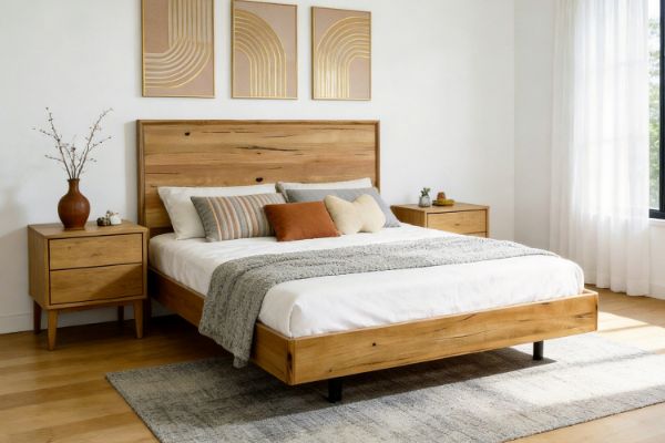Picture of BRITTON Australian Marri Hardwood Floating Bed Frame in Queen/King Size