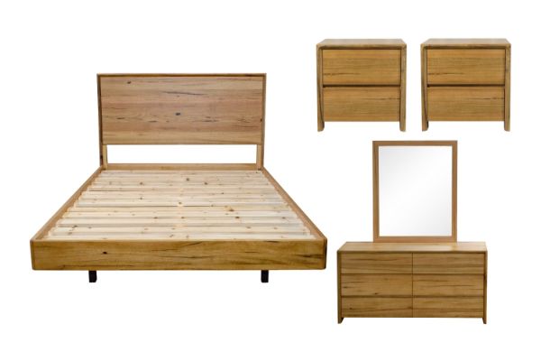 Picture of BRITTON Australian Marri Hardwood Bedroom Combo Set- 5PC King