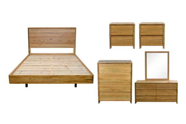Picture of BRITTON Australian Marri Hardwood Bedroom Combo Set - 6PC King