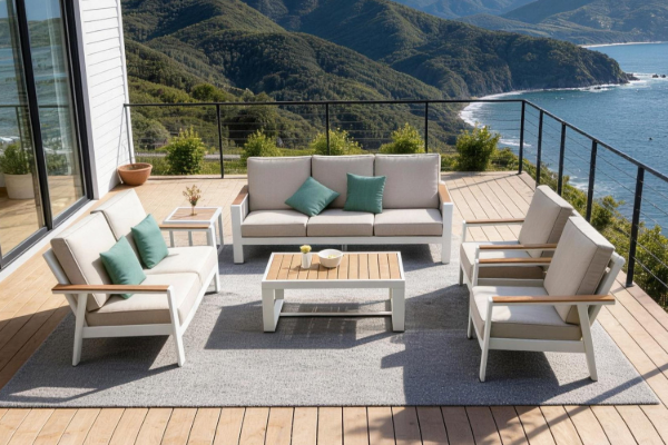 Picture of BONDI 6PC Aluminium Outdoor Lounge Sofa Set (White)