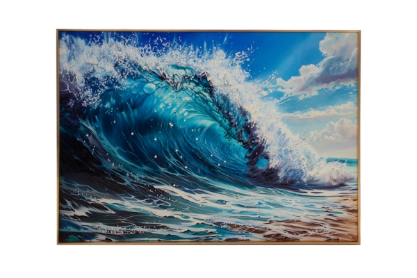 Picture of 357-002 Decorative Wall Art with Golden Frame (80×60cm) - Waves