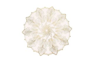 Picture of 371-021 Golden Feathers Placemat in White (38CM)