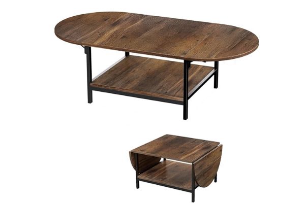 Picture of MORPH Expandable Coffee Table with Storage Shelf (Brown)