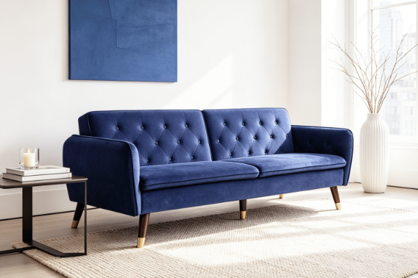 Picture of ARTHUR 3 Seater Velvet Sofa Bed (Blue)