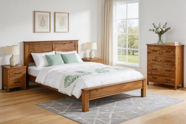 Picture of BAYARD 4PC Solid Pine Wood Bedroom Combo Set in Single/King Single/Double/Queen Size