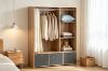 Picture of Aura H160 Open Wardrobe with Fabric Curtain, Open Shelves and 3 Fabric Drawers