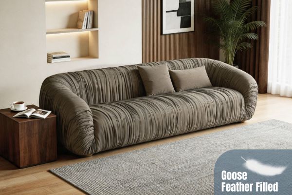 Picture of MOCHA 4 Seater Goose Feather-Filled Fabric Sofa