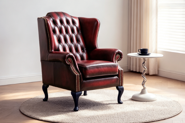 Picture of WILLIFORD 100% Genuine Leather Chesterfield High Back Wing Armchair/Sofa Chair  (Maroon)