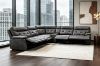 Picture of SOMNIX Air Leather Zero Gravity Dual Motor Power Reclining Sectional Sofa with Storage Console & Cup Holders & USB, Type-C Ports (Charcoal)