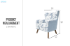 Picture of LUNORA Blue Accent Armchair/Sofa Chair with Floral Inner Seat