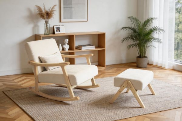 Picture of LULA Solid Wood Rocking Chair with Ottoman