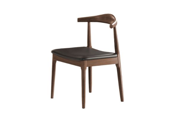 Picture of HORN Solid Wood Dining Chair with Black Cushion (Walnut) - Each