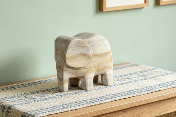Picture of 655-014 Teak Wood Sculptural Elephant Decoration