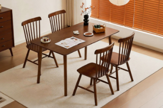 Picture of WINDSOR 5PC Solid Wood Dining Set (Walnut) - 130 Table with 4 Chairs