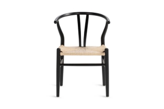 Picture of 49x57x75 WISHBONE Solid Beech Wood Y Replica Chair (Black Frame-Beige Seat) - Each